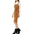 thumbnail image 5 of INSPIRE CHIC Women's Button Decor Bow Tie Waist Suspender Overall Jumper Dress XS Brown, 5 of 7