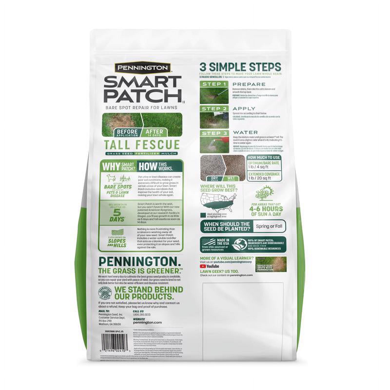 Pennington Smart Patch Tall Fescue Mix Grass Seed, 10lb, 1 Bag