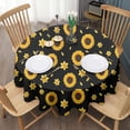 thumbnail image 3 of Black Sunflower Daffodil Pattern Round Tablecloth 60"x60",Wrinkle Wipeable Table Cloth for Kitchen Dining Room Picnic Patio Party, 3 of 6