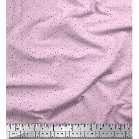 Soimoi Rayon Fabric Dot & Floral Shirting Print Sewing Fabric Yard 42 Inch Wide
