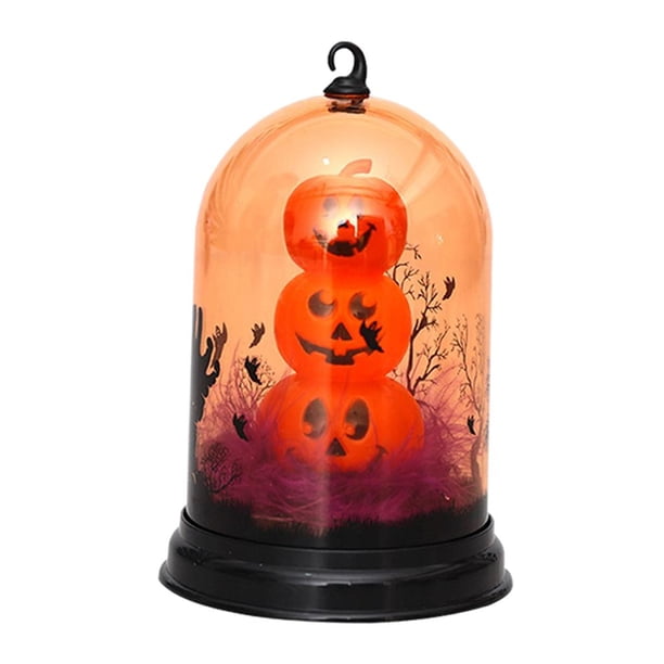 Pantalla de lámpara de Halloween Regalo Suspensión Batería Transparente Calabaza Linterna para Calabaza naranja