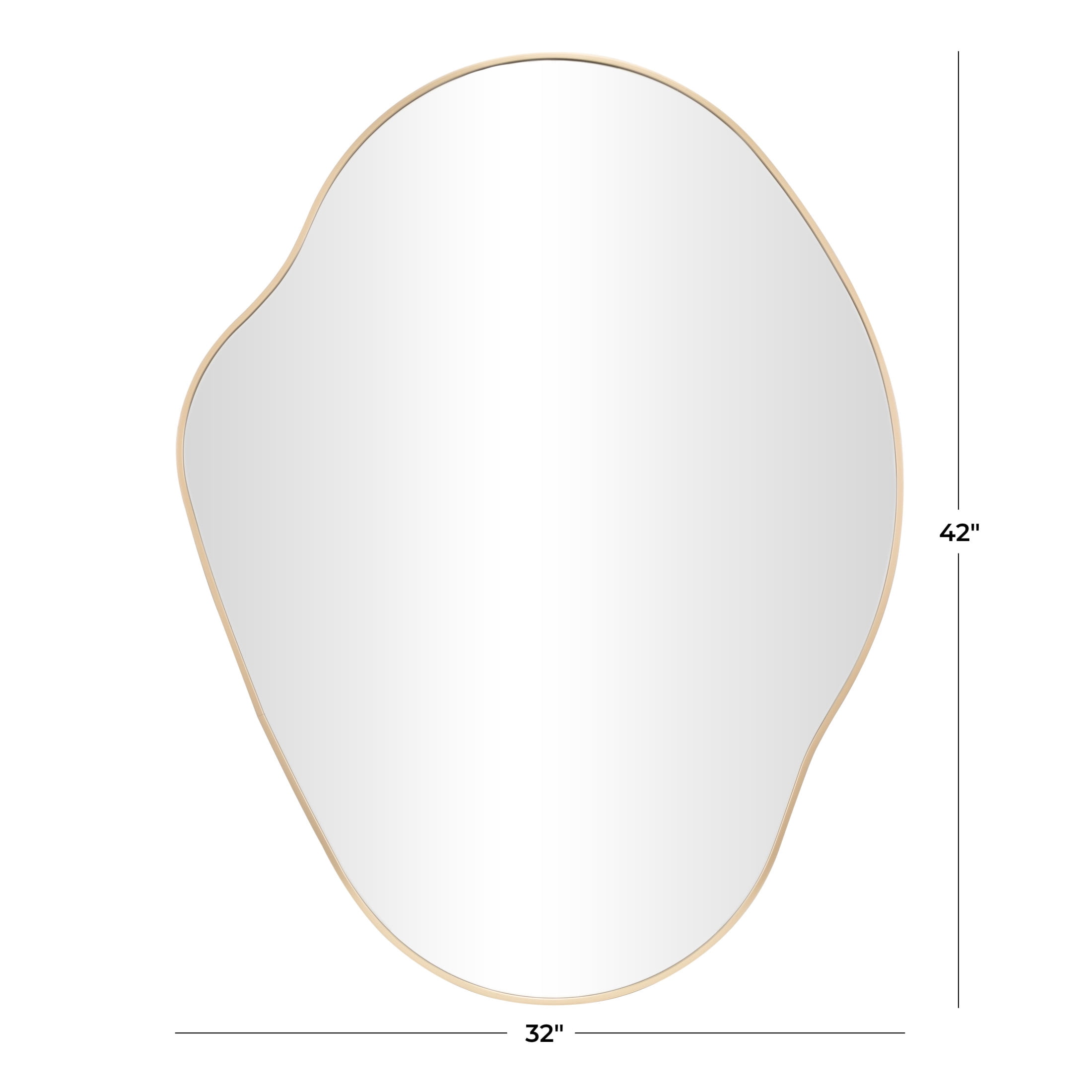 DecMode 32" x 42" Gold Wavy Abstract Wall Mirror