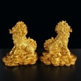 thumbnail image 4 of 1 par de estatuas Kylin de Feng Shui, figuras chinas para decoración del hogar, sala de estar u oficina Oro 9x9.5cm, 4 of 9
