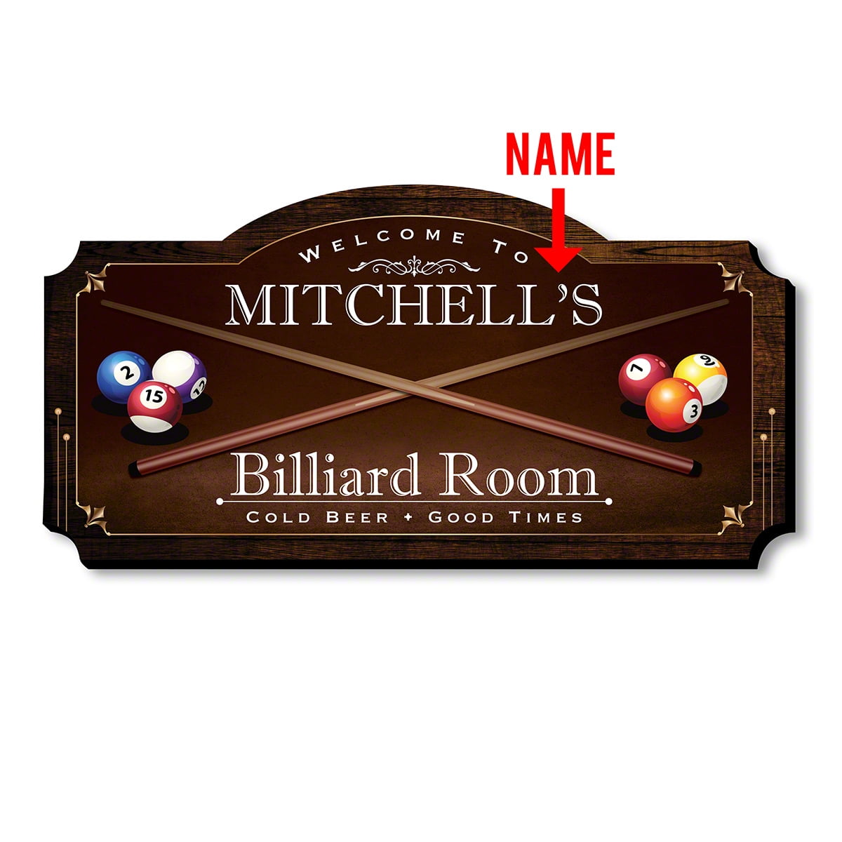 HomeWetBar Billiard Room Personalized Wood Home Sign