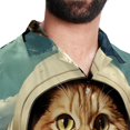 thumbnail image 5 of Retro Cat Men's Short Sleeve Printed Button Down Beach, Casual, Poplin Shirts for Summer Vacation, 5 of 6