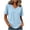 Light Blue, variant on Women Heather V Neck Short Sleeve T Shirt Loose Curved Hem Basic Casual Tee for Summer Daily Beach