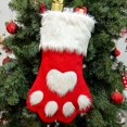 thumbnail image 4 of Large Pet Paw Pattern Plush Hanging Christmas Stockings, 2 Pack, Red, Grey, 4 of 5