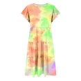 thumbnail image 4 of ZACPNCV Robe Fille Manches à Volants à Étages Évasée Ligne A Mignonne Midi Décontractée Robe d'Été Orange 9-10 Ans, 4 of 9