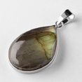thumbnail image 2 of Natural Labradorite Teardrop Pendants with Platinum Plated Brass Findings 34~60x13~35x5~15mm Hole: 4x7mm DIY, 2 of 5