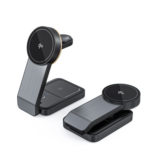 Cargador inalámbrico magnético plegable tres en uno adecuado para la carga inalámbrica de soportes para teléfonos Apple