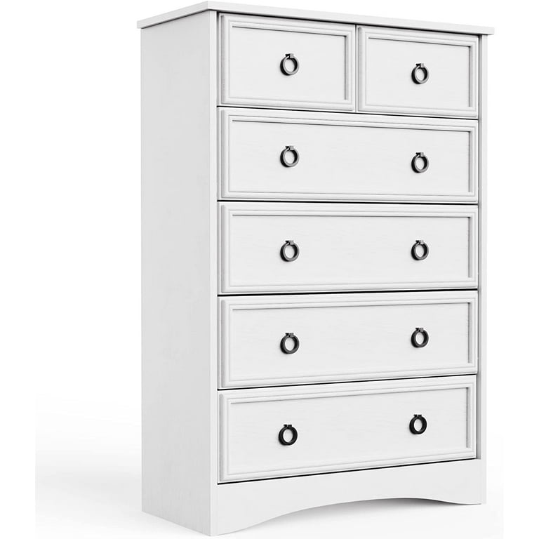 Duerer Modern Drawer Dresser Chest with 6 Drawers White for