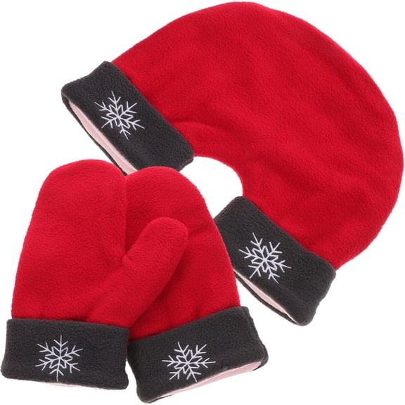 ELAYARD Warm Thickened Winter Gloves Set for Couples, 3-Piece Red Mittens for Men and Women, Cozy Cold Weather