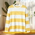 thumbnail image 5 of Bzdzmqm Womens Long Sleeve Striped Pullover Tops Casual Crew Neck Sweaters Fall Winter Loose Fit Knit Tees for Daily Work Office Outfits, Yellow L, 5 of 5