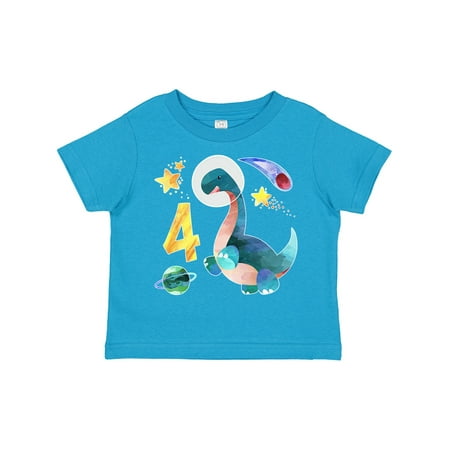 

Inktastic Fourth Birthday Dinosaur Astronaut with Stars and Planet Gift Toddler Boy or Toddler Girl T-Shirt