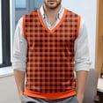 thumbnail image 2 of XIAOCHA Men's Knit Vest V Neck Plaid Print Sweater Warm Casual Office Top, 2 of 6