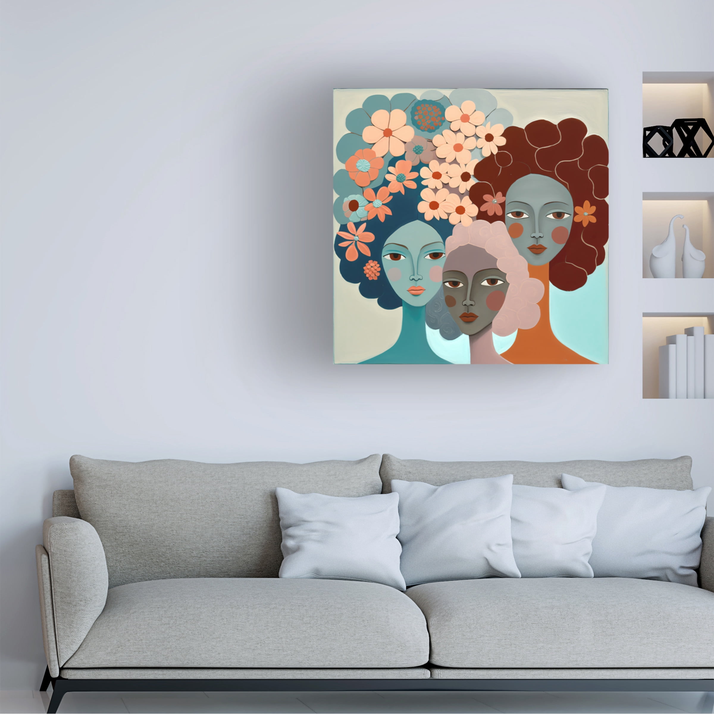 Canvas Wall Art - Ray Heere 'Mid Century Diversity Portraits 16' Wall Art for Living Room, Bedroom, or Office Décor by Trademark Fine Art - 35 x 35 Inches