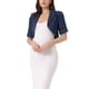 thumbnail image 4 of Chaqueta de mezclilla corta de manga corta con solapa para mujer INSPIRE CHIC XL Azul Oscuro, 4 of 6