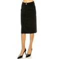 thumbnail image 4 of Be-Girl Women's A-Line Midi Skirt, Velvet, Knee Length, Classic Casual Style SG-79106-Black, 4 of 5