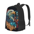 thumbnail image 1 of Balery Stained Glass Eagle USA Mochila para hombre y mujer - Tela Oxford 600D resistente - Gran capacidad, resistente al agua, ideal para la escuela, viajes y senderismo, 1 of 6