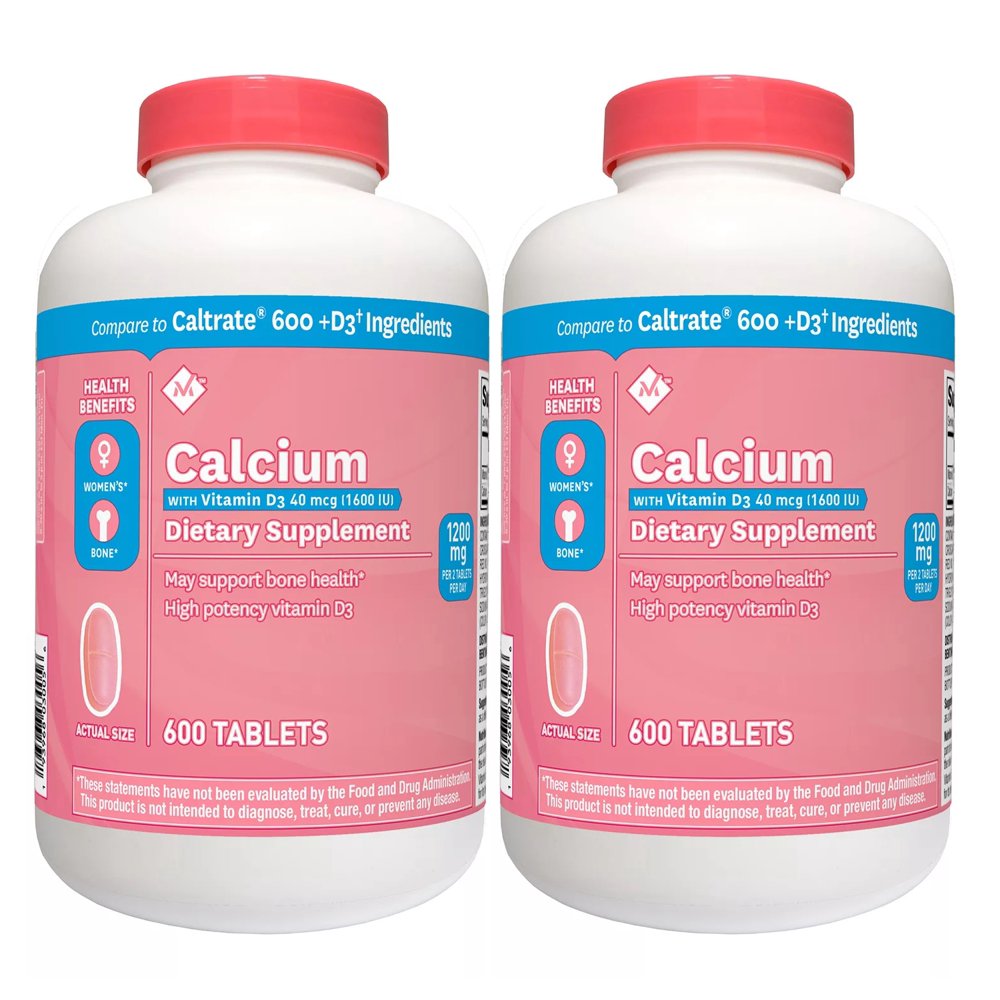 2 Pack MM 600mg Calcium + D3 Dietary Supplement (600 ct.) Walmart