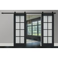 thumbnail image 3 of Sturdy Double Barn Door with Frosted Glass | Veregio 7412 Antracite | 13FT Rail Hangers Heavy Set | Solid Panel Interior Doors-48" x 80" (2* 24x80)-Black Rail, 3 of 6