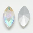 thumbnail image 2 of Pointed Back Glass Rhinestone Cabochons Back Plated Faceted Horse Eye Crystal AB 15x7x4mm, 2 of 2