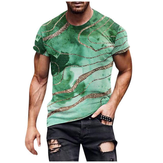 European And American Round Neck Casual Ethnic Style Retro Printed Short Sleeve T-shirt Top L