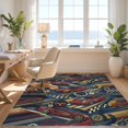 thumbnail image 3 of Design&I 4'x6' Washable Area Rug Checkered Border Bold Stripes Loops Vintage Car Cartoon Track Playful Expressive for Home Office, Under Desk, Snag-Free Skid-Resistant Medium, 3 of 7