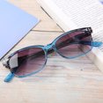 thumbnail image 4 of Gafas de lectura unisex elegantes +2,50, montura azul con lentes grises, compactas y portátiles para hombres y mujeres, 4 of 8
