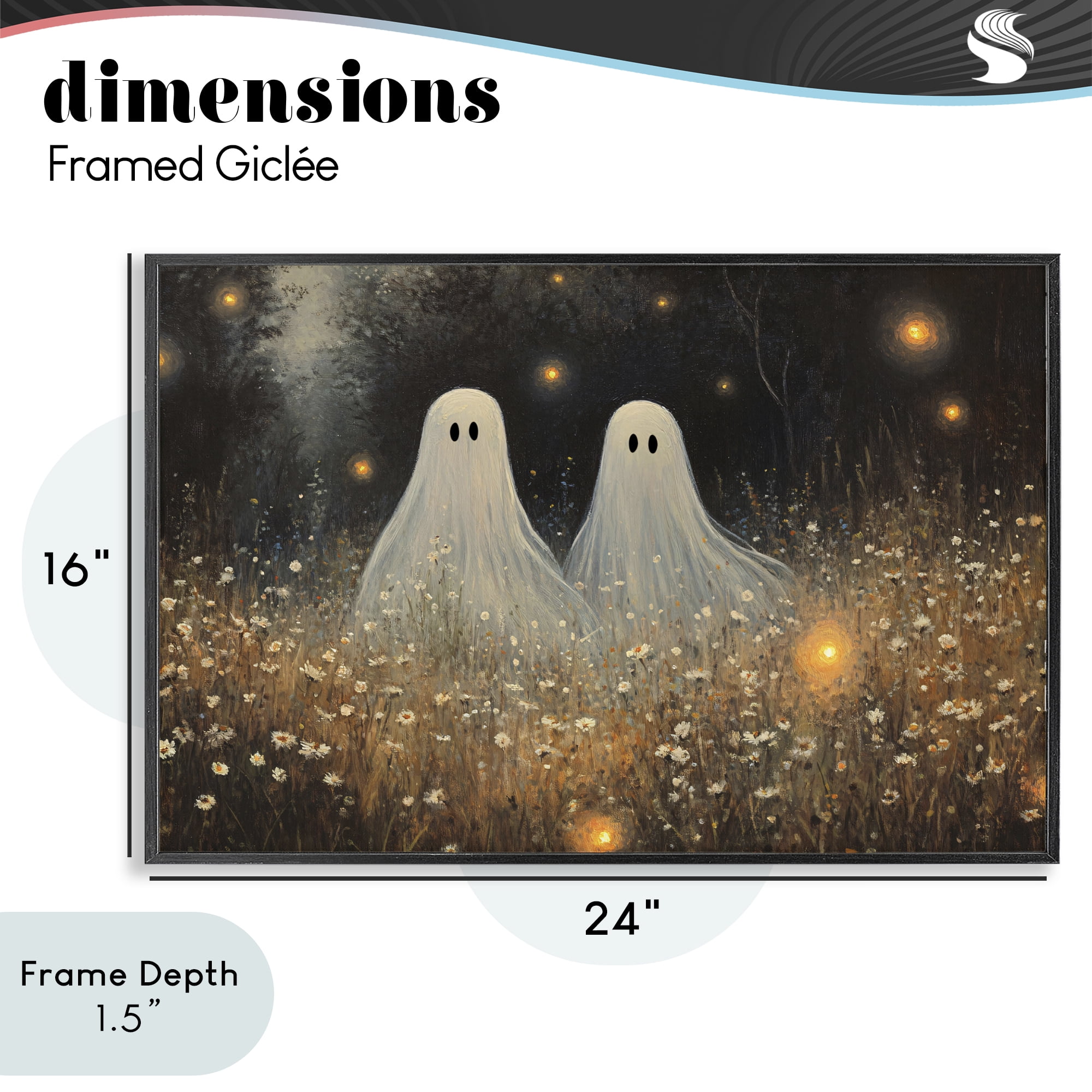 Stupell Industries Ethereal Ghost Twins Black Framed Giclee Art, design by Jacky Ngan