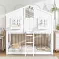 thumbnail image 3 of Twin over Twin House Bunk Bed with Roof , Window, Window  Box, Door , with Safety Guardrails and Ladder, 3 of 10