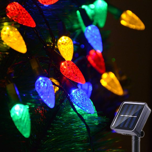Cadena de luces solares navideñas Huacenmy 50 LED multicolor de 6,4 m