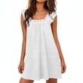 thumbnail image 2 of Sleepwear Dress for Women New Women’s Nightgown Square Collar Sleeveless Loose Sleep Dress Ruffle Strap Pleated Summer Comfy Nightdress, 2 of 6