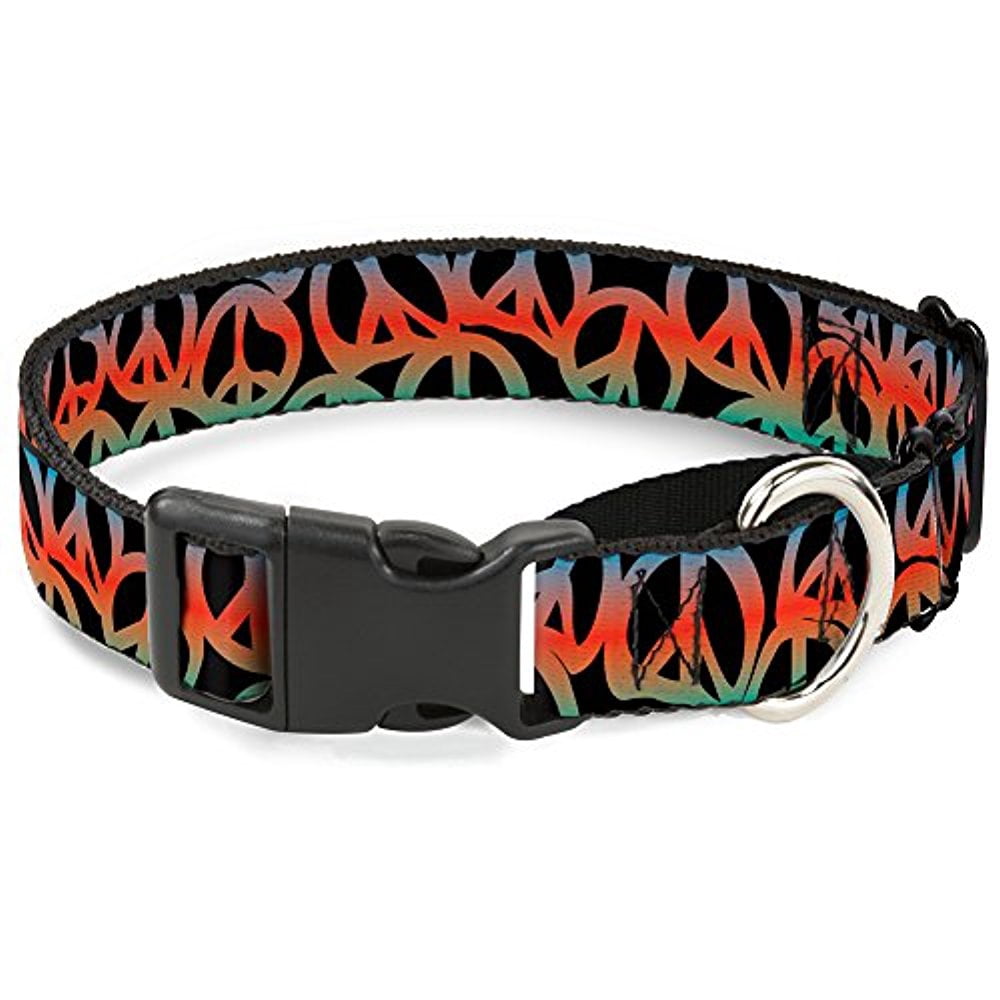 Buckle-Down Peace Black Multicolor Martingale Dog Collar