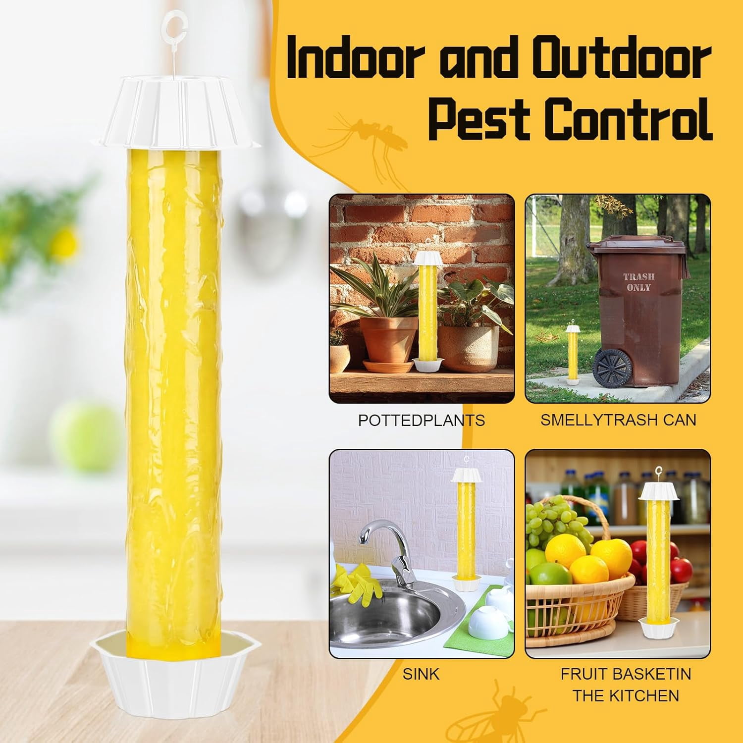 6 Pcs Fly Traps for Indoor Outdoor Hanging Fruit Fly Stick Trap Sticky Mosquito for Home Insect 10 x 2.5 Inches (Classic,Yellow and White)