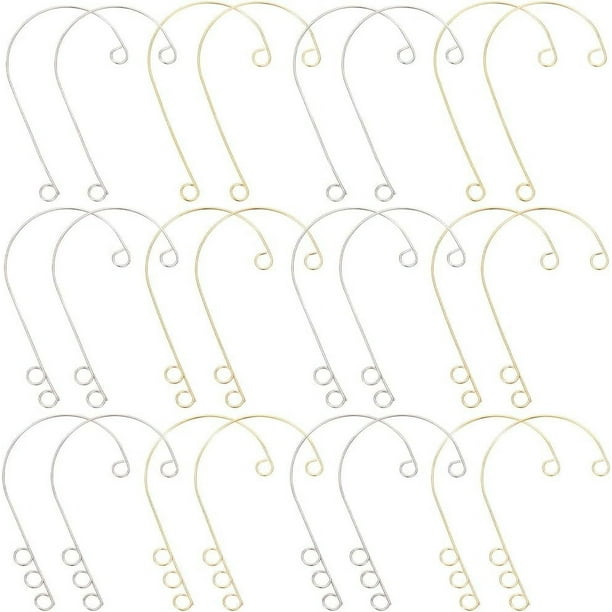 36 pendientes sin perforar, de acero inoxidable quirúrgico 316, dorados y plateados, con ganchos para las orejas y bucles.