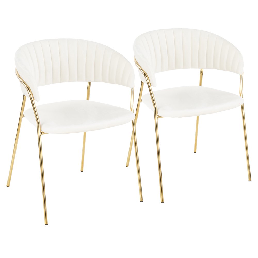 Tania Contemporary-Glam Chair in Gold Metal with White Velvet by LumiSource - Set of 2 - Walmart 