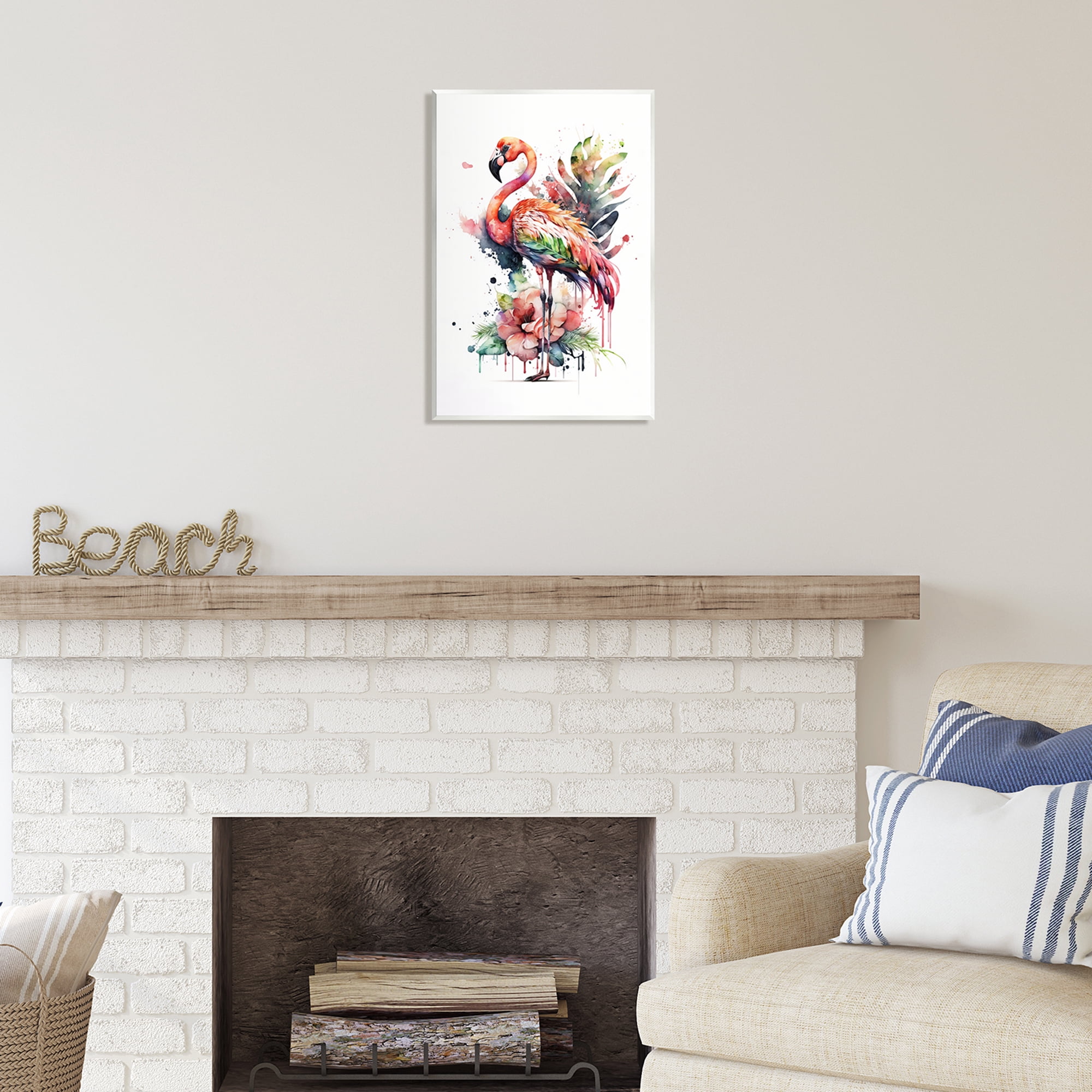 Stupell Industries Modern Splash Flamingo Animals & Insects Painting Unframed Art Print Wall Art, 13 x 19