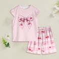 thumbnail image 2 of Nwiuh Girls Pajamas Set Toddler Kids Sleepwear Cute Top and Cozy Bottom Short Pajama Set (Light Pink, 1-2 Years), 2 of 5
