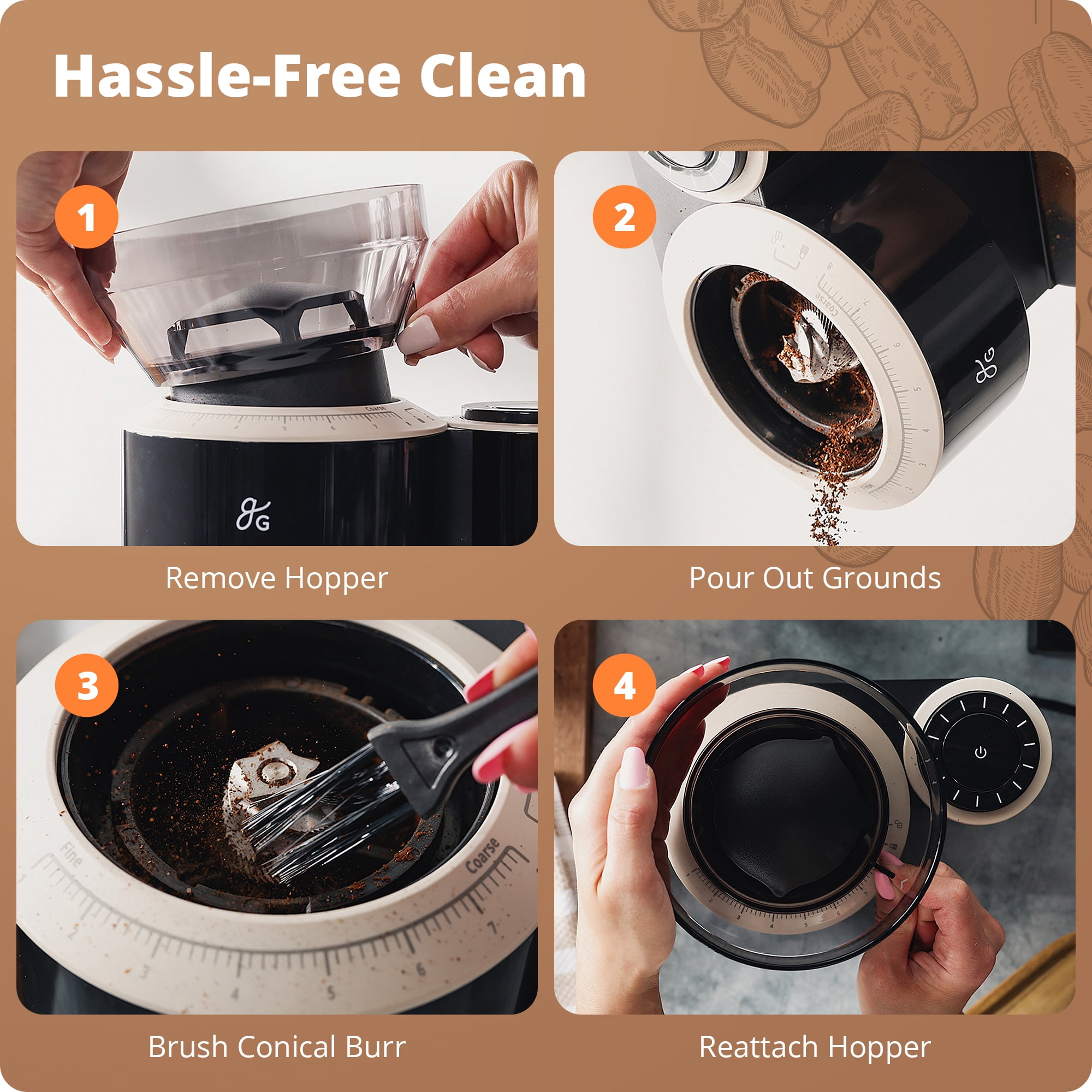 Greater Goods Burr Coffee Grinder, 8 Precise Grind Settings, 3-10 Cup, Espresso, Cupping, AeroPress, V60, Chemex, French Press, Toddy, Adjustable Settings & Built-in Scale (Onyx Black)