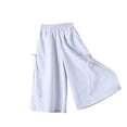 thumbnail image 6 of hengsof Girl's Summer Lightweight Capri Pants Solid Color Elastic Waist Sweet Bow Casual Wide Leg Pants with Pockets 2-16Y, 6 of 8