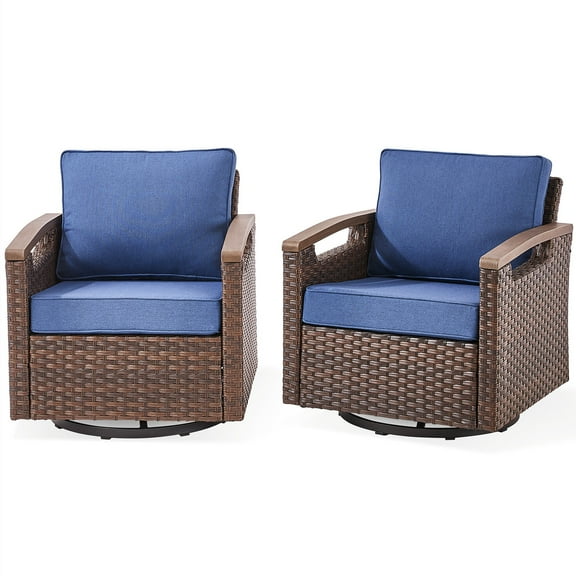 Bellefurn Outdoor Swivel Rocker Patio Chairs,Patio Swivel Chairs Set of 2,Swivel Glider Lounge Chairs