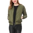 thumbnail image 4 of INSPIRE CHIC Vestes Matelassées pour Femmes Col Montant Fermeture Éclair Manches Raglan Blouson Bomber, 4 of 7