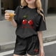 thumbnail image 1 of Conjuntos de blusas y camisas de cuello redondo y manga corta para niños, conjunto de dos piezas de top y pantalones cortos de manga corta con cuello redondo y manga corta para niños, top de poliéster, 1 of 6