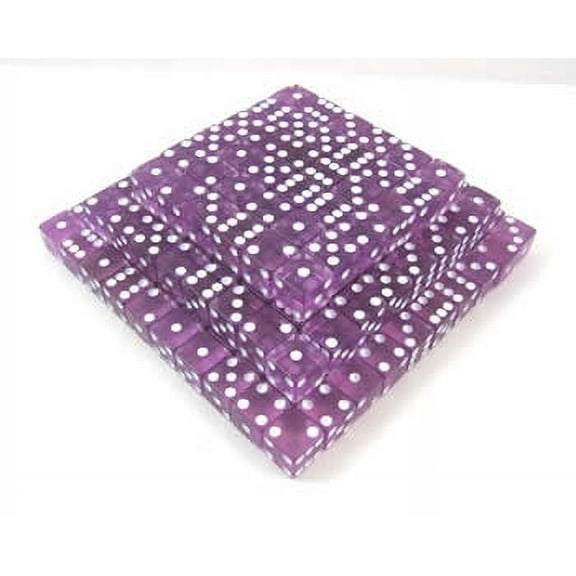 Orchid Transparent Dice with White Pips D6 12mm (1/2in) Bulk Pack of 200 Koplow Games
