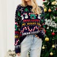 thumbnail image 1 of Suéter Jerseys de ganchillo Cuello redondo Árbol de Navidad Patrón de muñeco de nieve Traje (Azul marino L) Ygjytge Azul marino T L para Mujer, 1 of 8