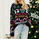 thumbnail image 1 of Suéter de punto para mujer traje de vacaciones con patrón de muñeco de nieve y árbol de Navidad informal FLhrweasw Nuevo, 1 of 9