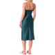 thumbnail image 3 of INSPIRE CHIC Vestido de dormir para mujeres, con dobladillo de cola de pez de satén sedoso, cuello de cowl, sin mangas, tirantes de espagueti, midi, quimono de salón, vestido de noche S Azul, 3 of 6