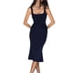 thumbnail image 1 of VISgogo Vestido ajustado informal para mujer, vestido a media pierna de corte bajo sin mangas de color sólido VISgogo moda, 1 of 5