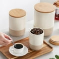 thumbnail image 4 of Sabine Small Ceramic Canister with Airtight Wood Lid - 18 oz Kitchen Storage for Coffee, Sugar, Tea & Spices - Compact Countertop Jar, 4 of 15